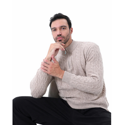 100% Kaschmir Gewebter Halbzip-Pullover