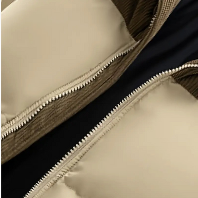 Herren Pufferjacke mit Corduroy-Kapuze – Bequem und Modisch