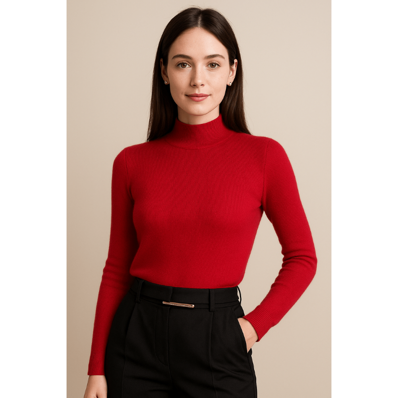 Livia Rippenstrick Halber Rollkragen – Slim Fit Pullover für Damen