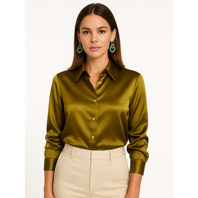 Elegante Satinbluse für Damen mit Knopfdetails – Zeitloses Design