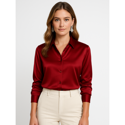 Elegante Satinbluse für Damen mit Knopfdetails – Zeitloses Design