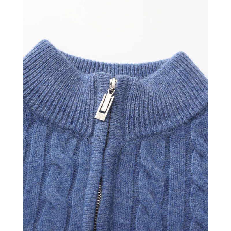 100% Kaschmir Gewebter Halbzip-Pullover