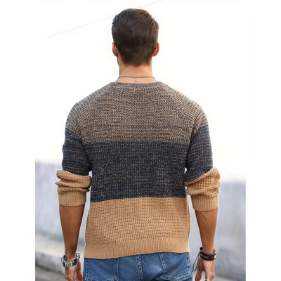 Herren Rundhals-Pullover – Gradient Mesh Strickdesign
