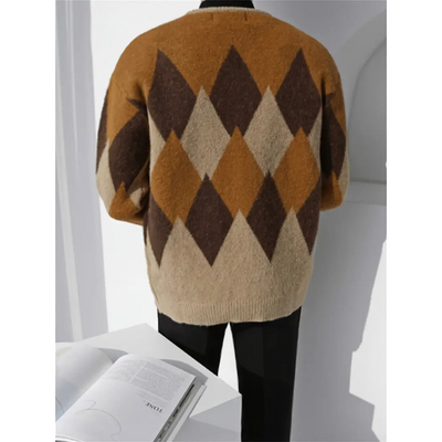 Herren Strickweste mit V-Ausschnitt und Diamantmuster