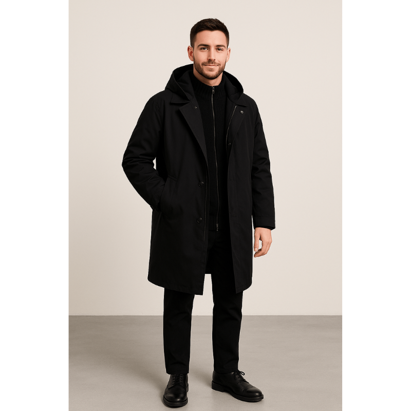 Venezia Herren Trenchcoat aus Wollmischung – Taillierte Doppelreiher-Design