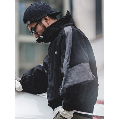 Herren Vintage Jacke – Farbblock-Design mit abnehmbarem Doppelreißverschluss