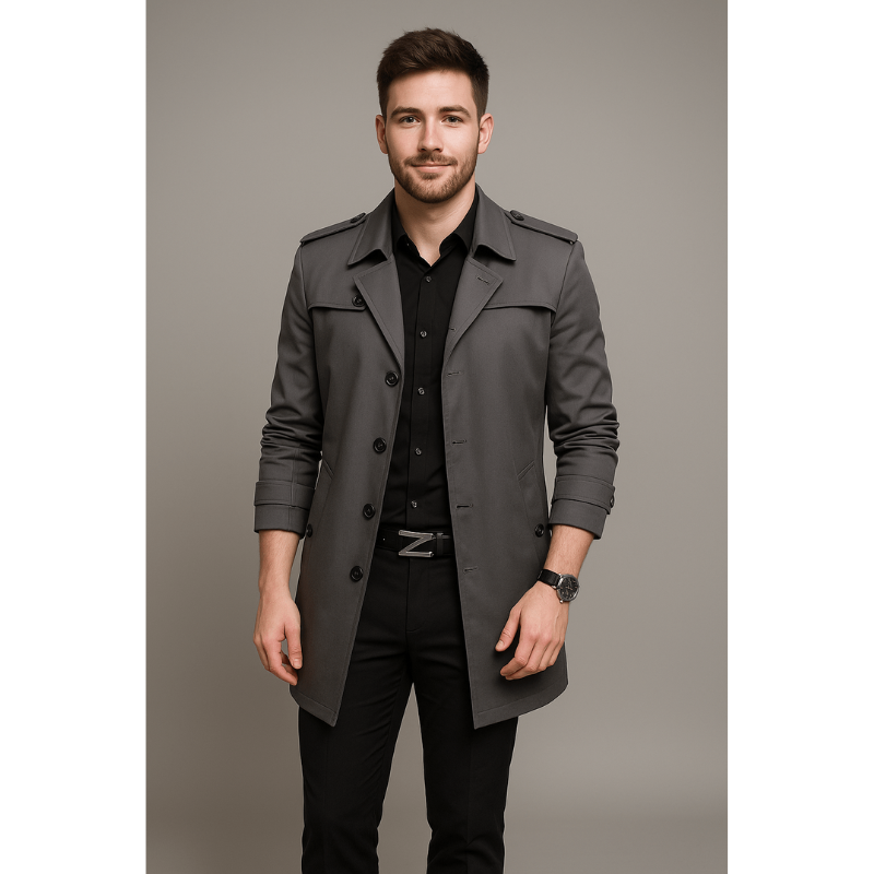 Firenze Herren-Trenchcoat im Doppelreiher-Design – Strukturierte Passform & Klassischer Stil