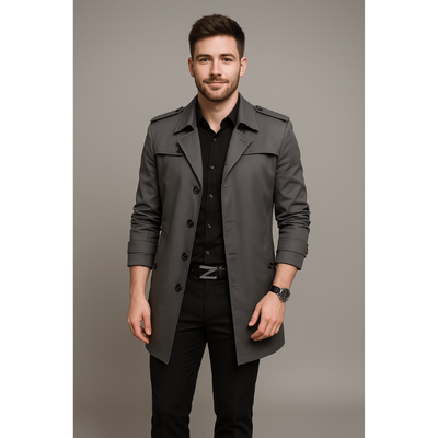 Firenze Herren-Trenchcoat im Doppelreiher-Design – Strukturierte Passform & Klassischer Stil