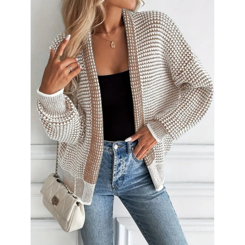 Nora – Damenjacke mit Ballonärmeln und farbigen Akzenten