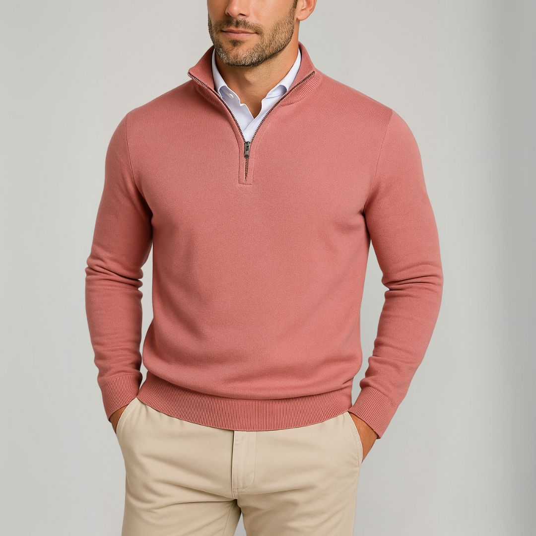 Herren Slim Fit Baumwoll Quarter-Zip Pullover