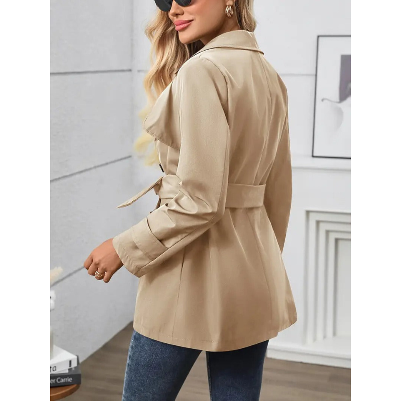 Khaki Doppelreiher Damen Trenchcoat mit Gürtel
