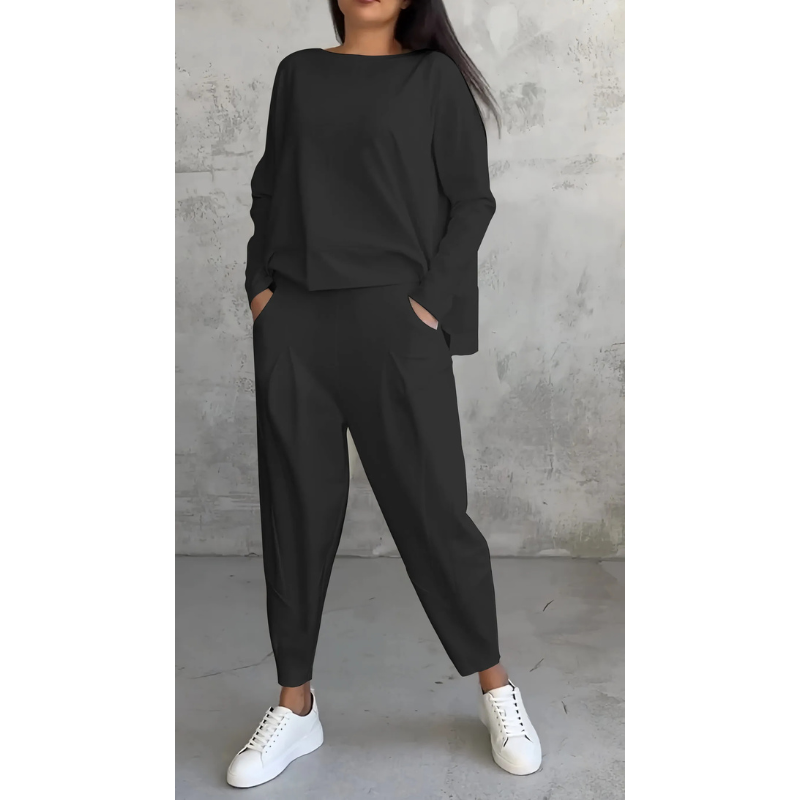 Frauen Zweiteiliges Set – Bequemes Langarmtop und Stilvolle Haremhose