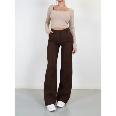 Beatrix Weite Damenhose mit Hohem Taillenbund