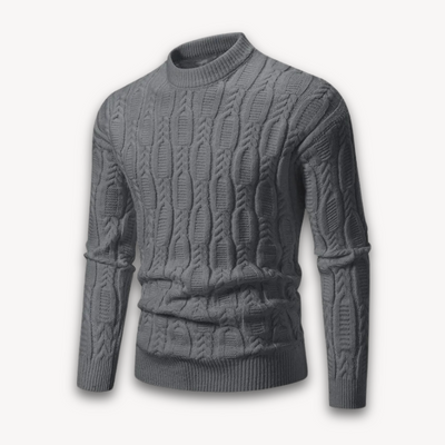 Herren Rundhals-Kabelstrickpullover aus Baumwollmischung