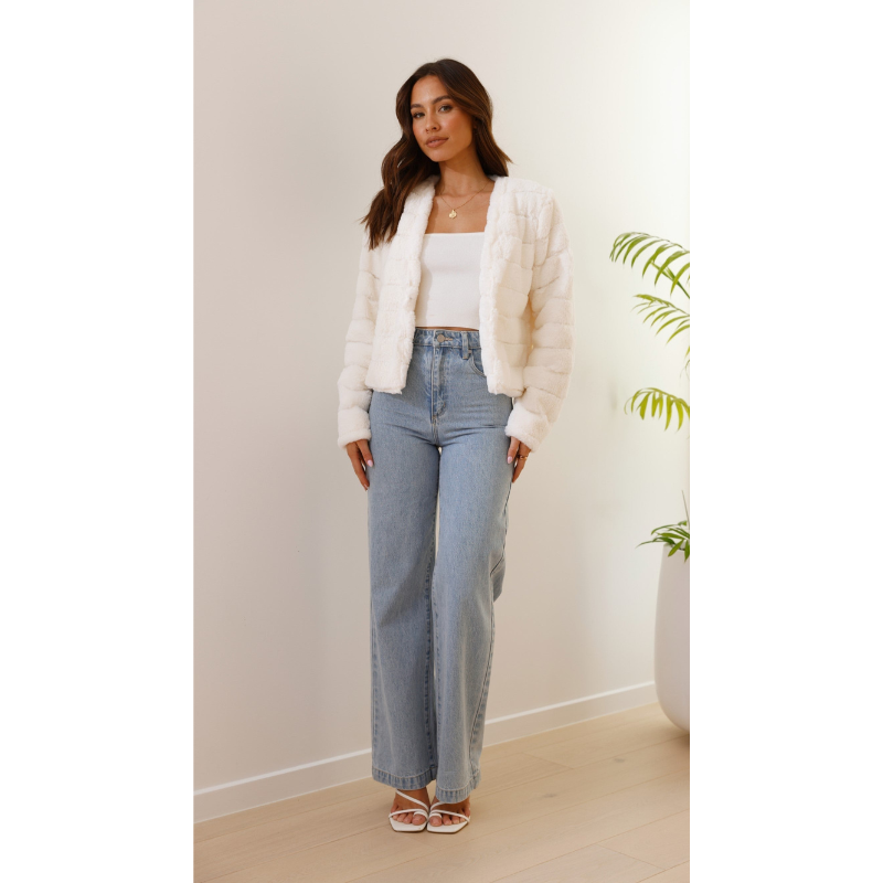 Chic Moderne Damenjacke aus Kunstfell – Luxuriöser Cropped-Stil