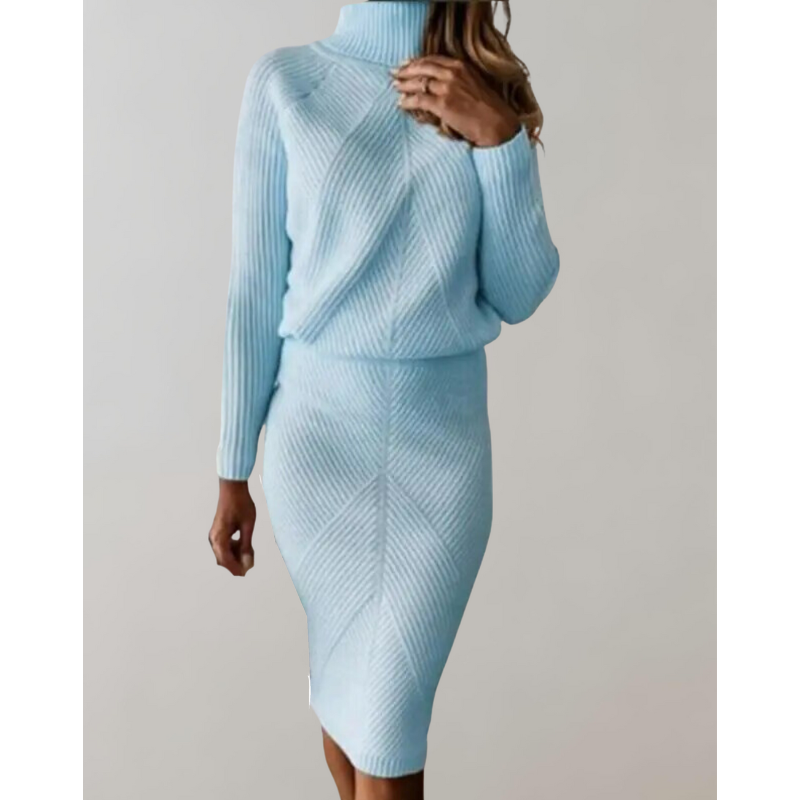 Elegantes Damen-Zweiteiliges Set – Rollkragenpullover und Schmaler Rock