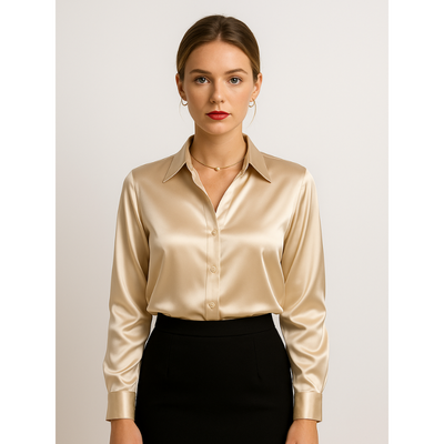 Elegante Satinbluse für Damen mit Knopfdetails – Zeitloses Design