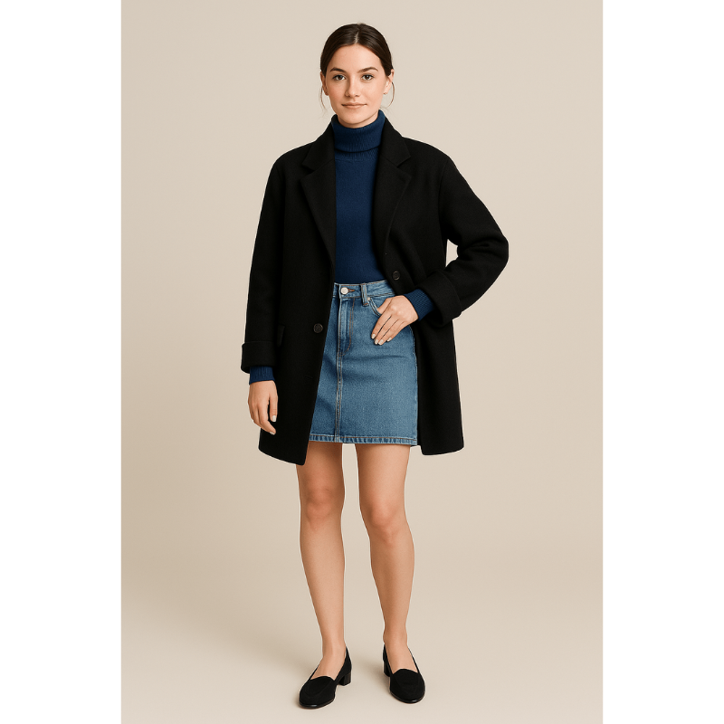 Mara Wollmischungs-Mantel – Stilvoller Damenmantel mit Knopfverschluss und praktischen Taschen