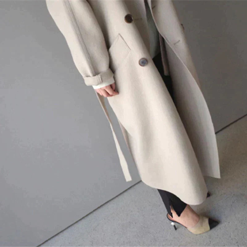 Eleganter Damen-Trenchcoat aus Wollmix – Stilvoll & Behaglich
