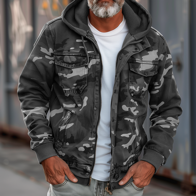 Camouflage Emiliano Cargo Jacket with Hood