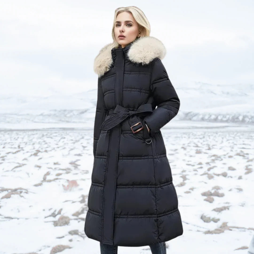 Elegante Damen Winterjacke mit Pelzkragen