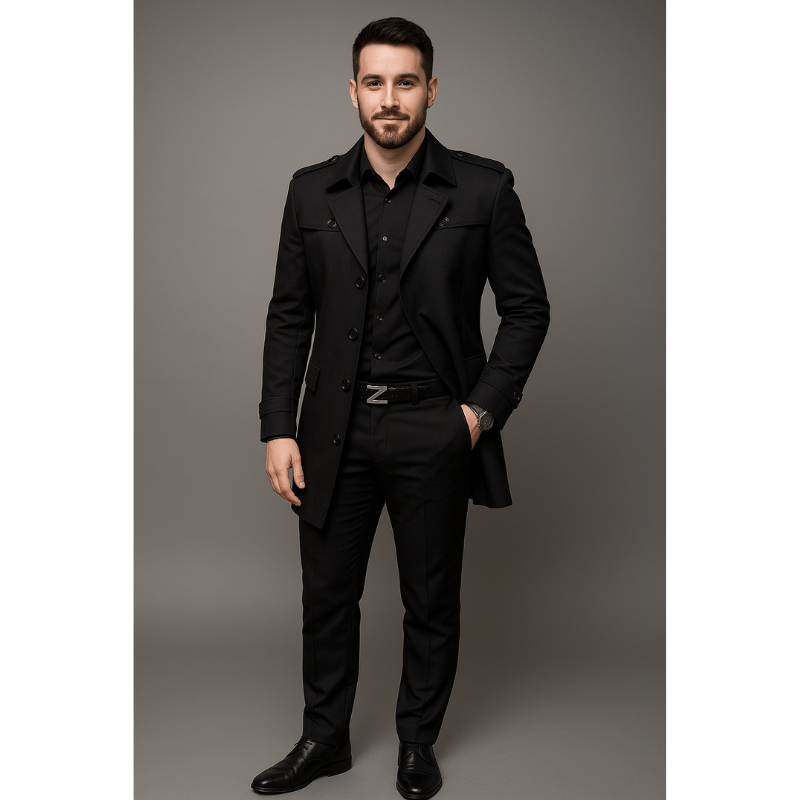 Firenze Herren-Trenchcoat im Doppelreiher-Design – Strukturierte Passform & Klassischer Stil