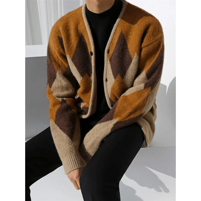 Herren Strickweste mit V-Ausschnitt und Diamantmuster