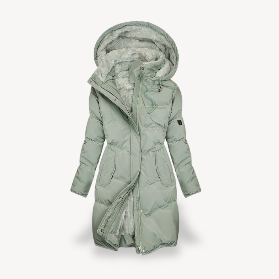Damen Lange Pufferjacke für den Winter – Mit Kapuze und Kunstfell-Futter