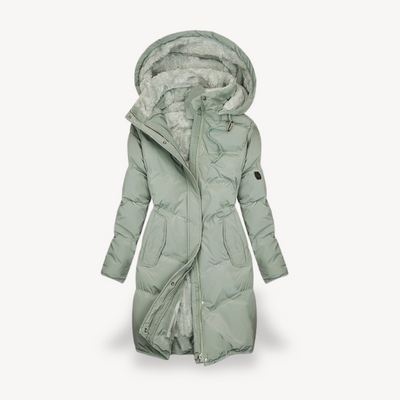Damen Lange Pufferjacke für den Winter – Mit Kapuze und Kunstfell-Futter