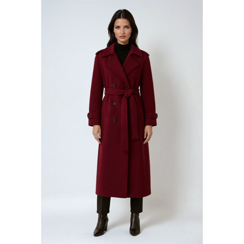 Serena Burgunder Damen Winterjacke – Inklusive Gürtel