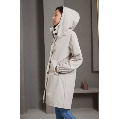 Damen Wasserfester Regen-Trenchcoat mit Kapuze