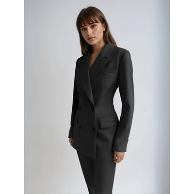 Frauen Blazer und Hose Set – Doppelreihiger Maßanzug