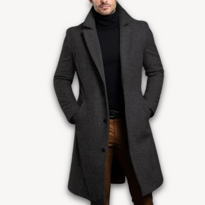 Herren Slim Fit Wollmix Wintermantel – Langer Übercoat