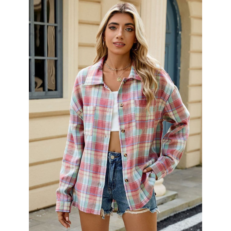 Milano Damen Karo-Bluse aus hochwertiger Baumwolle