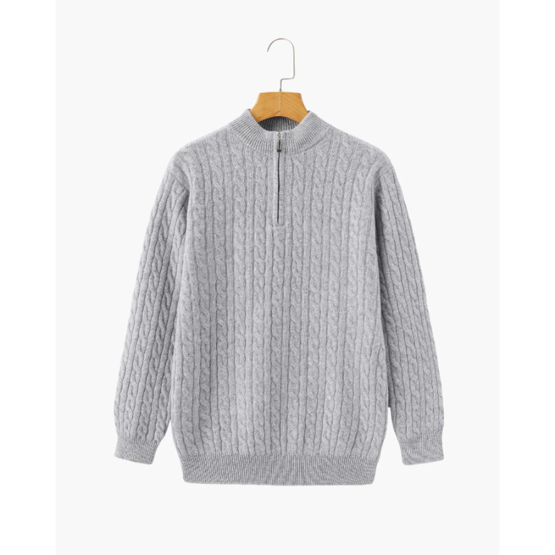 100% Kaschmir Gewebter Halbzip-Pullover