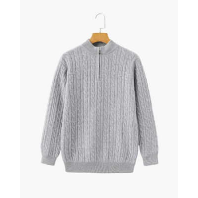 100% Kaschmir Gewebter Halbzip-Pullover