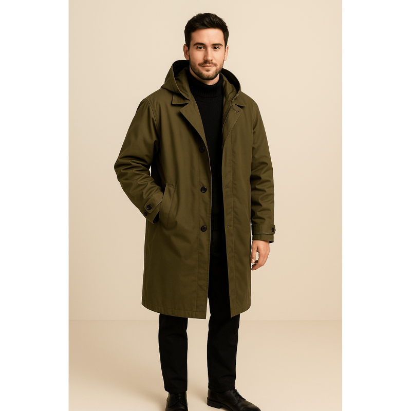 Venezia Herren Trenchcoat aus Wollmischung – Taillierte Doppelreiher-Design