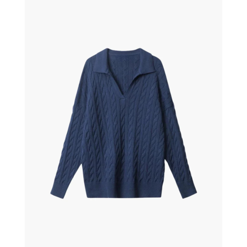 Luxuriöser V-Ausschnitt Strickpullover aus Wolle