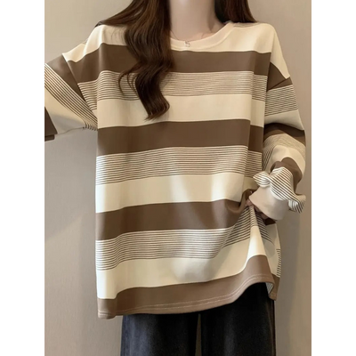 Gestreifter Damen Strickpullover mit langen Ärmeln