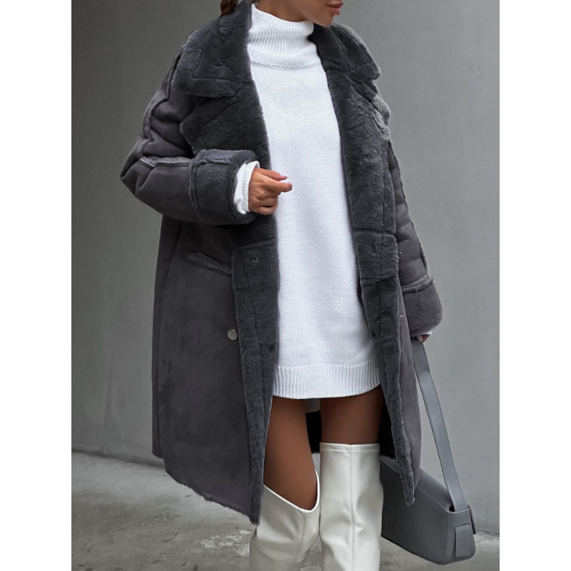 Langer Damenmantel aus Polar Fleece – Ava