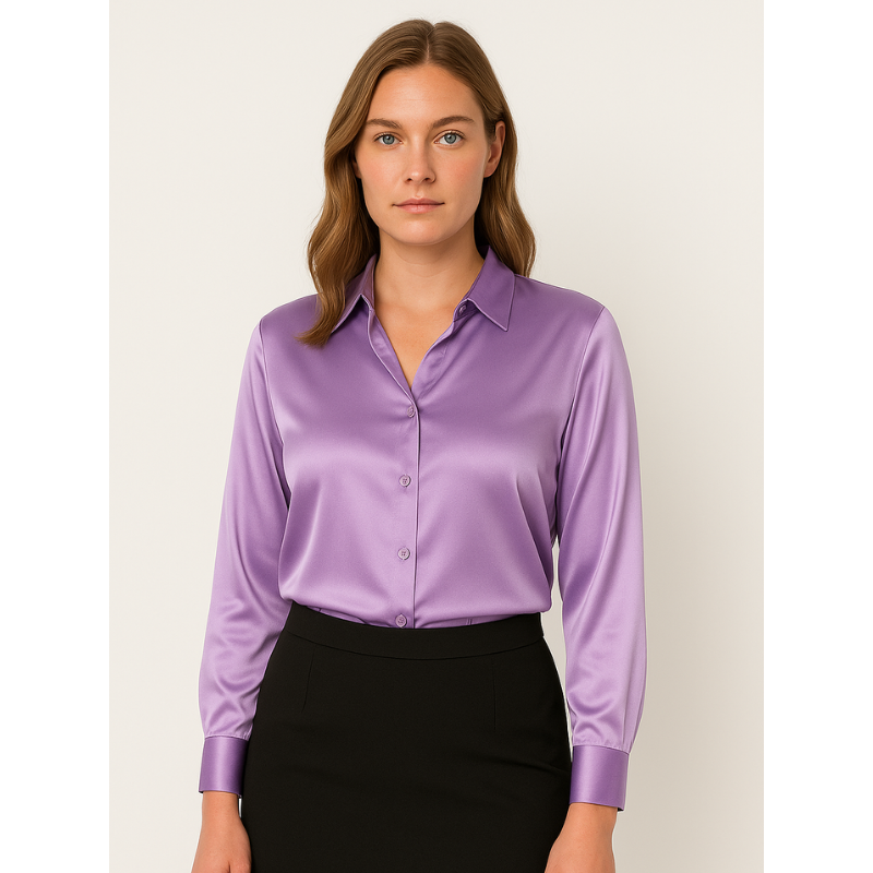 Elegante Satinbluse für Damen mit Knopfdetails – Zeitloses Design