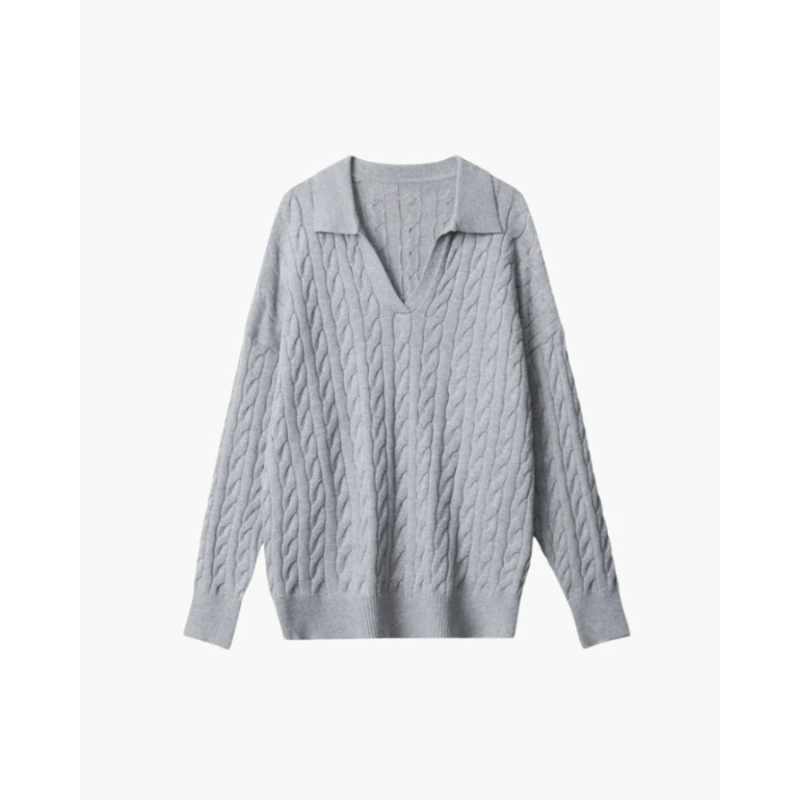 Luxuriöser V-Ausschnitt Strickpullover aus Wolle