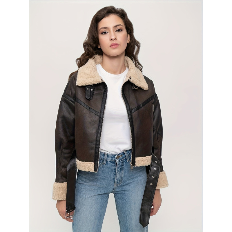 Damen Winterjacke mit Reverskragen – Kurzschnitt