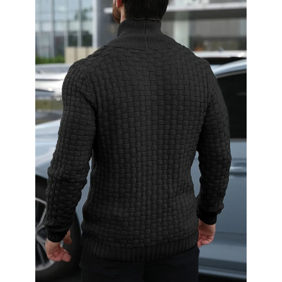 Herren Waffelstrick Cardigan mit Schalkragen und Knöpfen