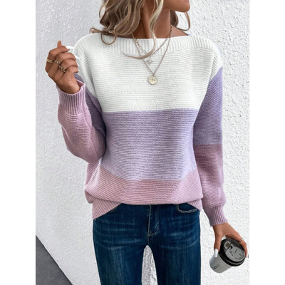 Lusano Dreifarbiger Patchwork-Strickpullover
