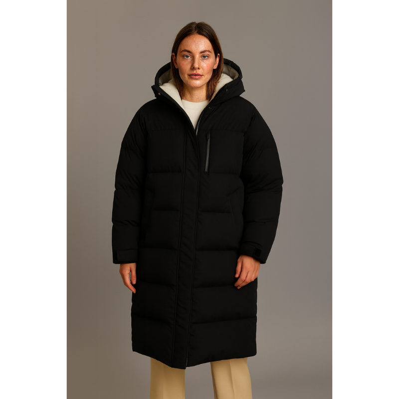 Milano Lange Damen-Pufferjacke mit Kapuze