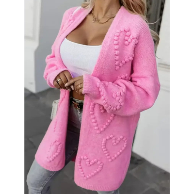 Alessia – Langer Damen-Cardigan mit Herzdesign
