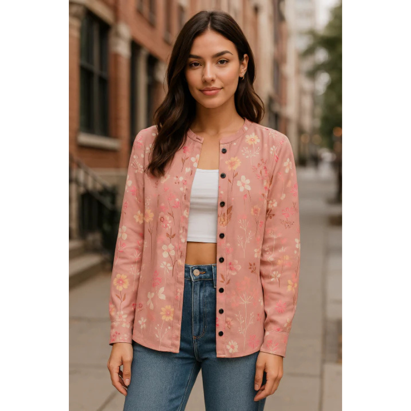 Elegante Damen Strickjacke mit zeitlosem Blumenmuster