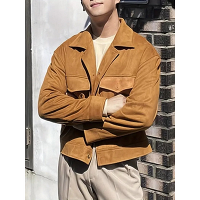 Herren Braune Button-Down Jacke – Klassisch & Vielseitig