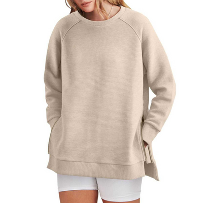 Damen Sweatshirt-Tunika mit Reißverschluss